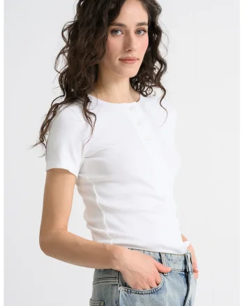 Tricou cu decolteu barcuta, Alb