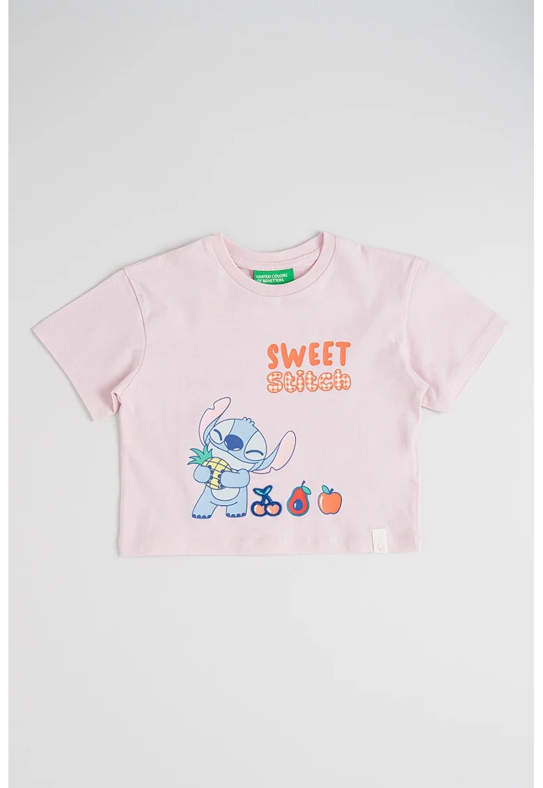 Tricou din bumbac cu decolteu la baza gatului, Portocaliu mandarina/Roz pal/Albastru