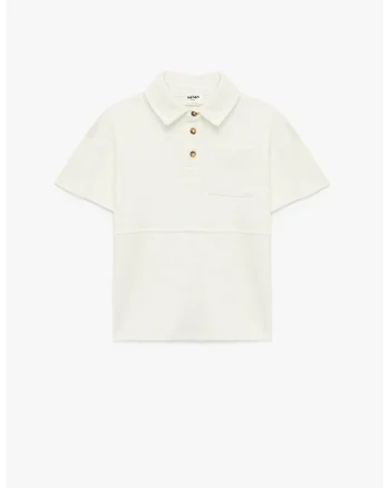 Tricou polo cu fenta cu nasturi, Alb