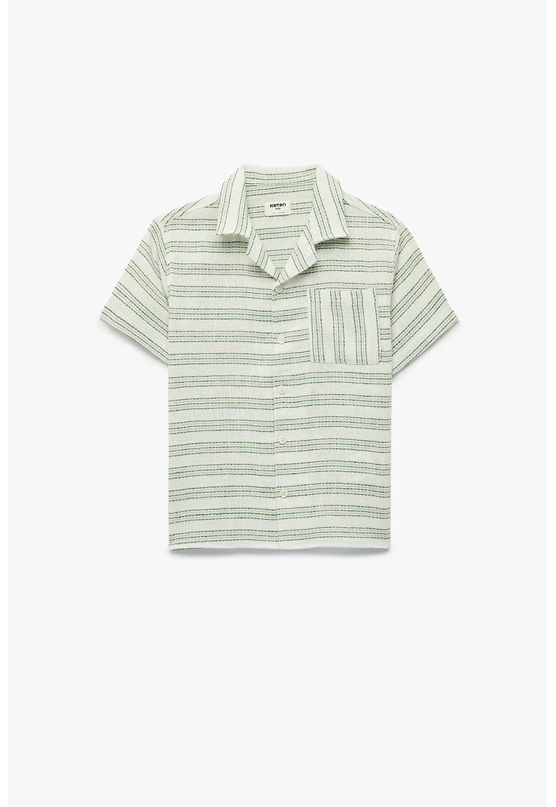 Camasa regular fit in dungi cu nasturi, Verde/Bej deschis