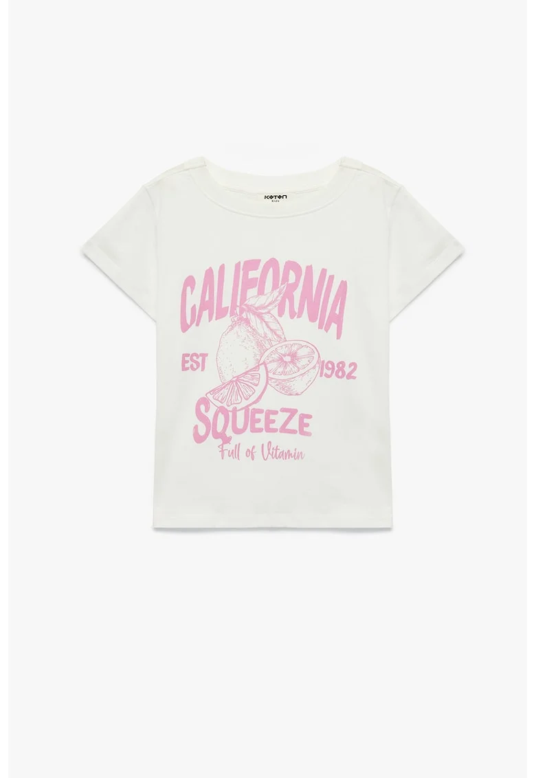 Tricou cu design grafic, Alb