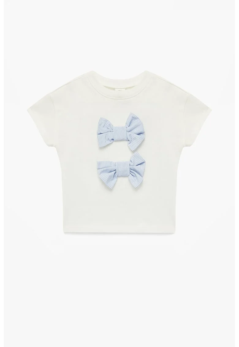 Tricou de bumbac cu funde, Alb