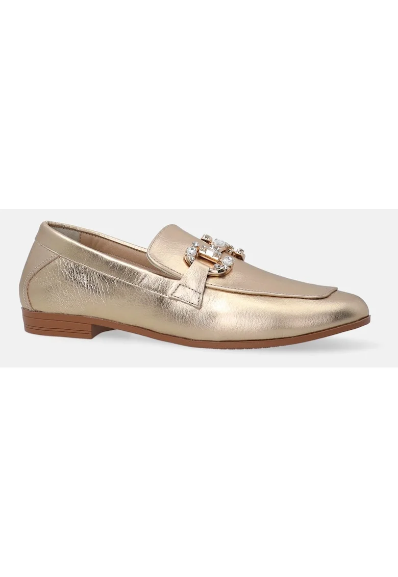 Pantofi Loafer cu catarama decorativa si pietre aplicate