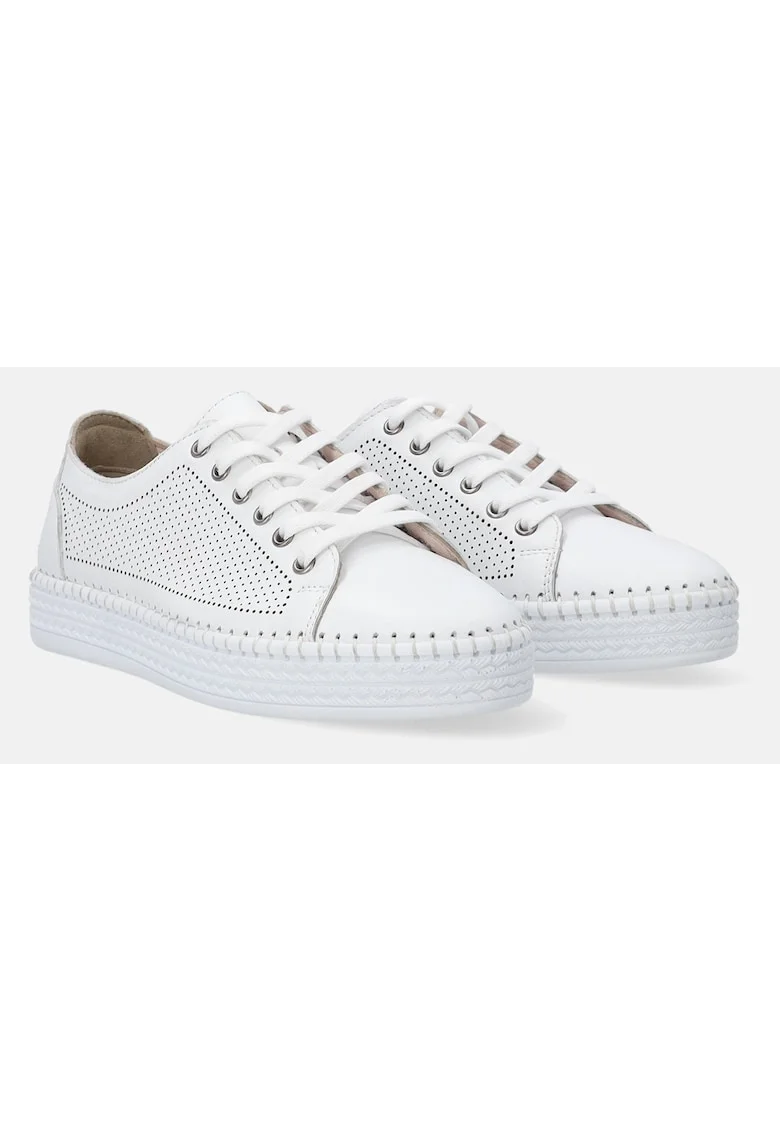 Pantofi sport din piele cu perforatii si sireturi