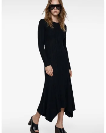 Rochie asimetrica striata, Negru