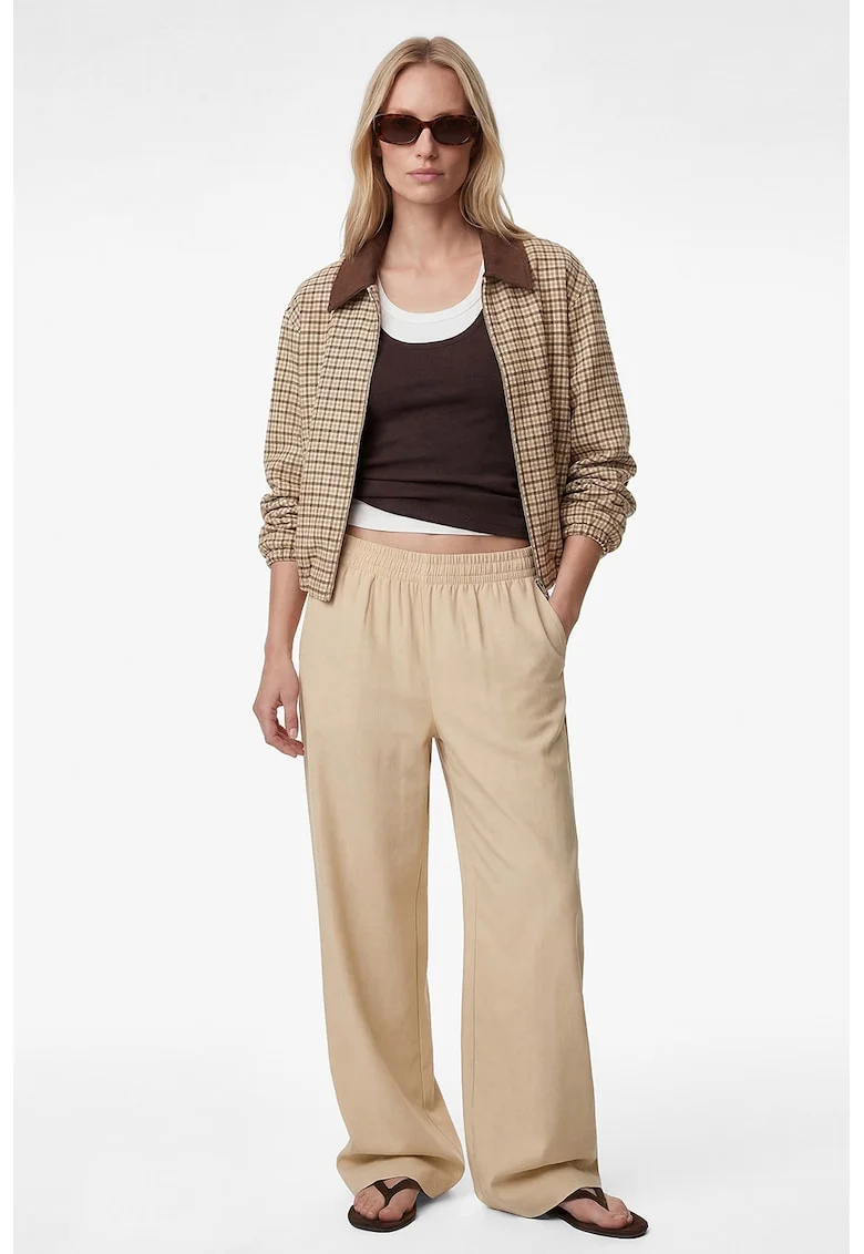 Pantaloni drepti de trening din amestec de modal, Bej deschis