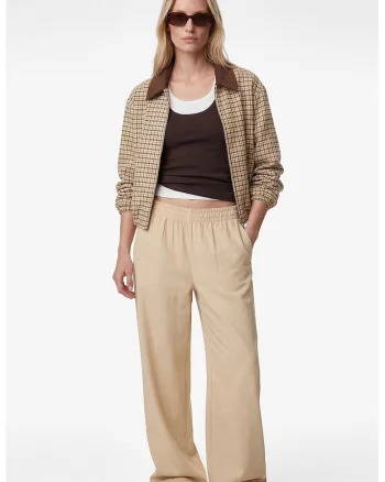 Pantaloni drepti de trening din amestec de modal, Bej deschis