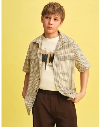 Tricou de bumbac cu imprimeu, Galben pal