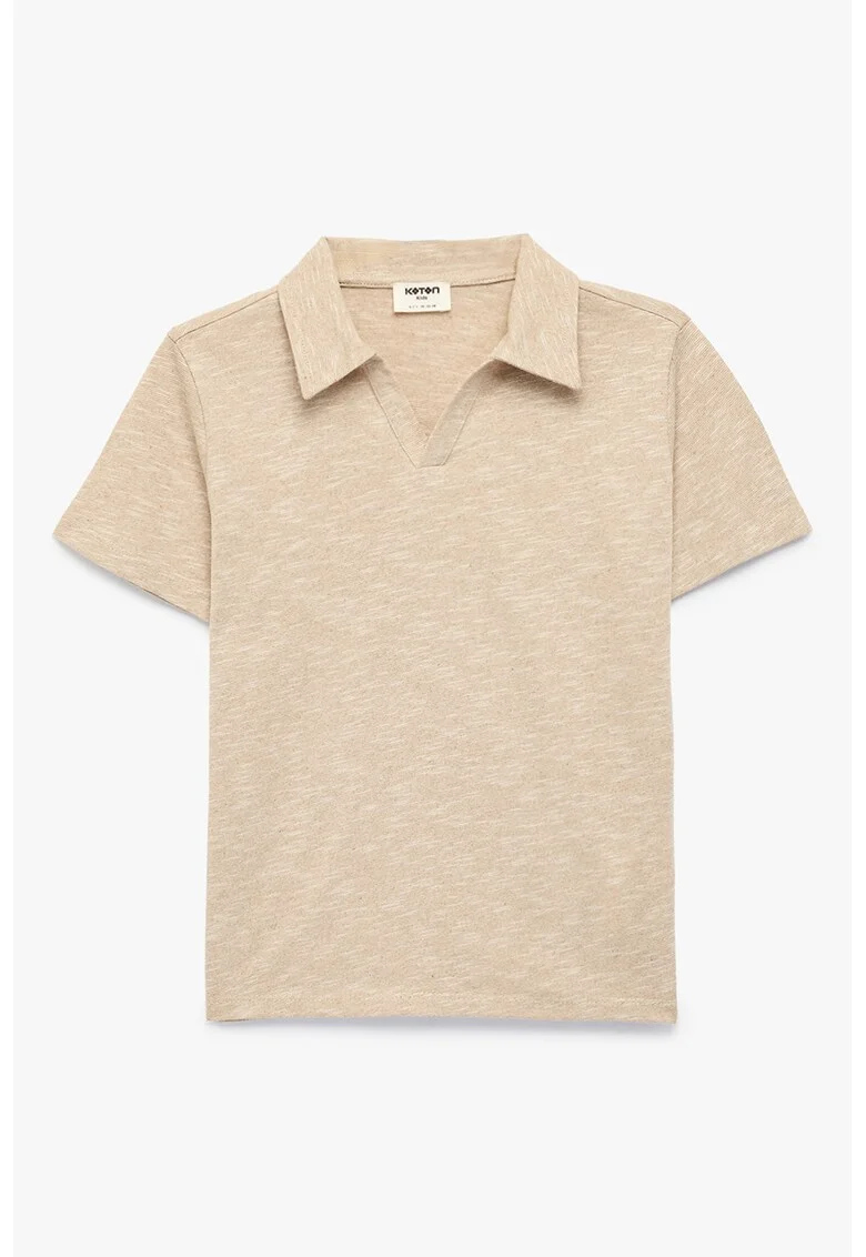 Tricou polo din amestec de bumbac, Bej melange