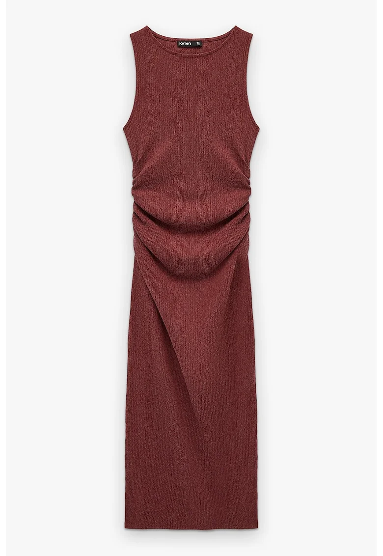 Rochie midi cu aspect stralucitor, Rosu stins