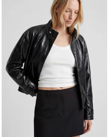 Fusta-pantalon mini uni cu talie medie, Negru
