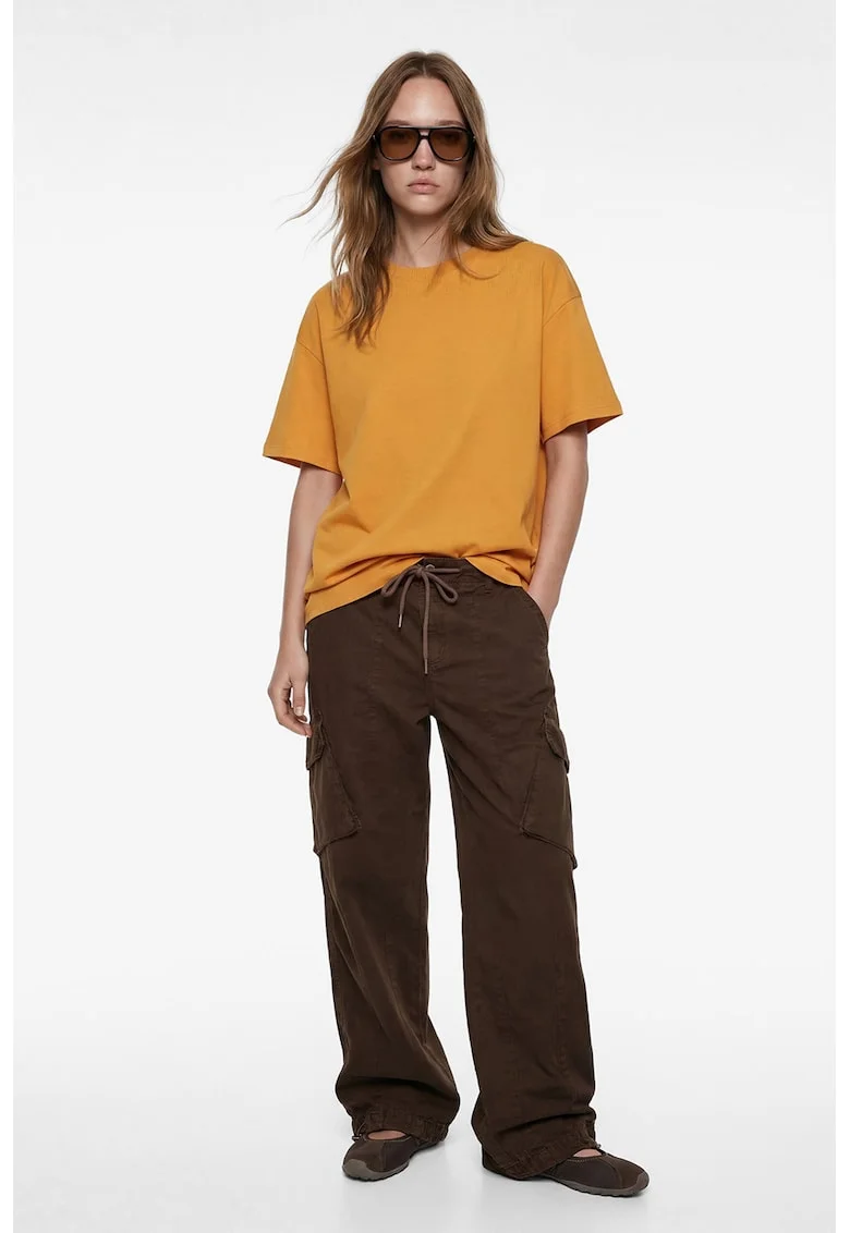Tricou lejer de bumbac, Portocaliu mandarina