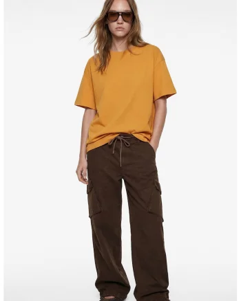 Tricou lejer de bumbac, Portocaliu mandarina