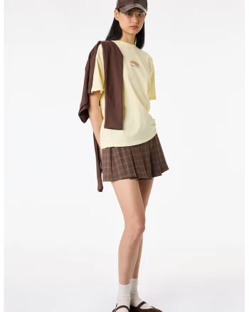 Tricou lejer cu imprimeu cu catel, Galben pal