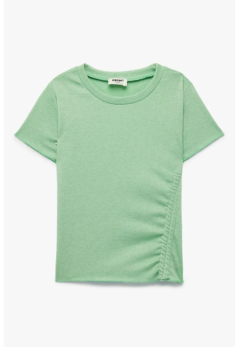 Tricou texturat cu decolteu la baza gatului, Verde pal