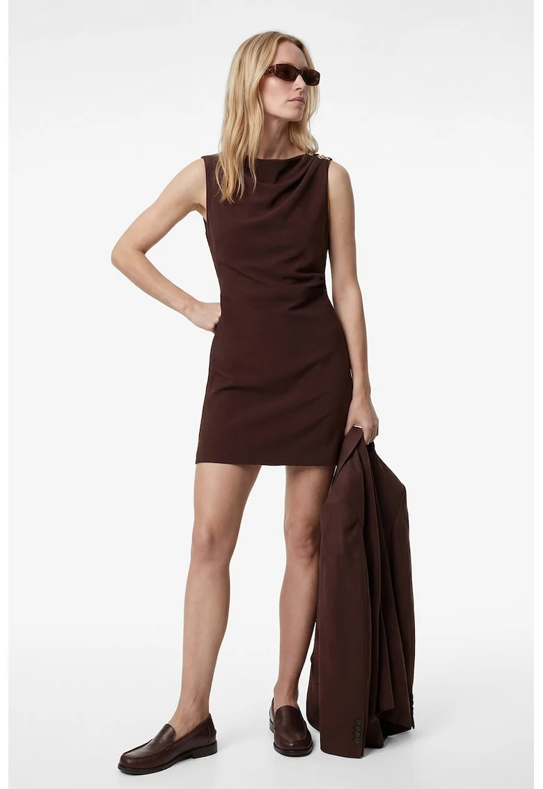 Rochie mini drapata, Maro pamantiu