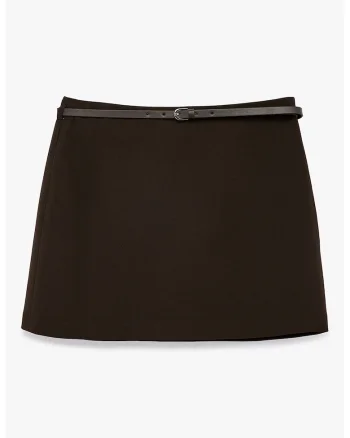 Fusta-pantalon mini cu o curea, Negru