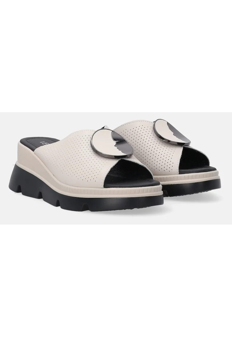 Saboti din piele naturala cu talpa wedge