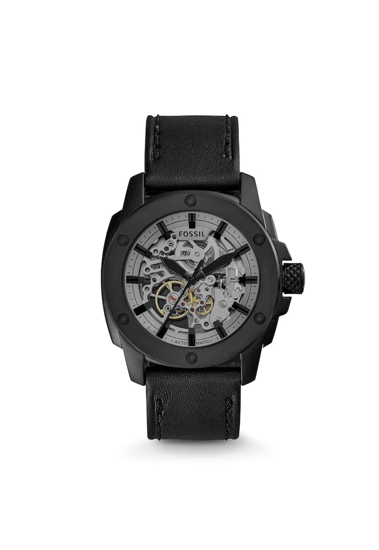 Ceas  Automatic Skeleton Modern Machine All Black, Negru