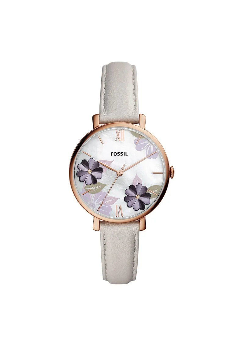 Ceas cu cadran cu model floral, Gri