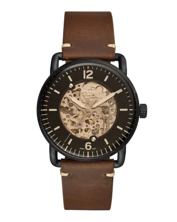 Ceas automatic cu o curea de piele The Commuter, Maro