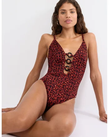 Costum de baie intreg Midnight Swim, Rosu/Negru