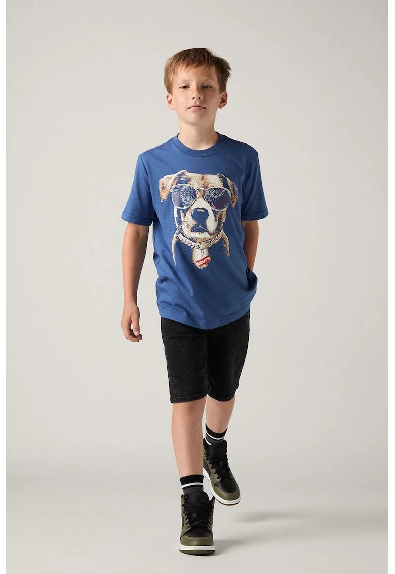 Tricou cu imprimeu Patriotic Pup, Albastru inchis
