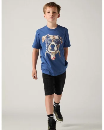 Tricou cu imprimeu Patriotic Pup, Albastru inchis