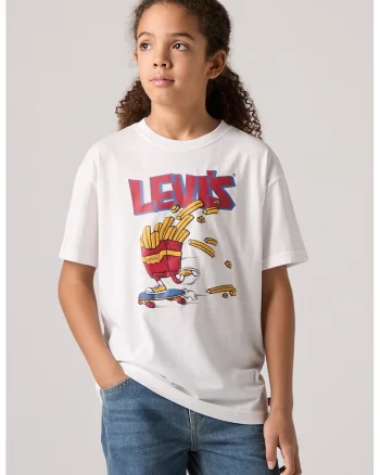 Tricou cu imprimeu Fries On The Loose®, Alb optic