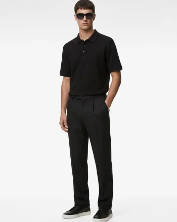 Tricou polo cu aspect texturat, Negru