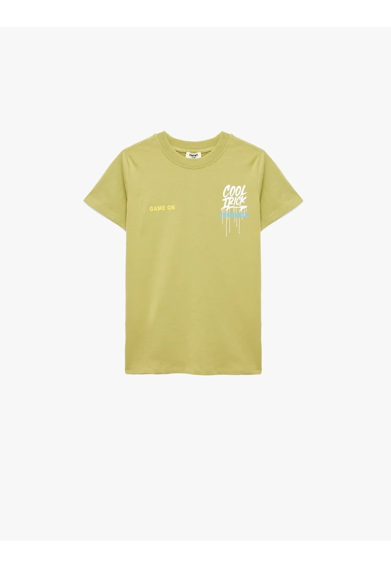 Tricou din bumbac cu imprimeu grafic, Alb/Albastru pastel/Galben pai/Verde fistic
