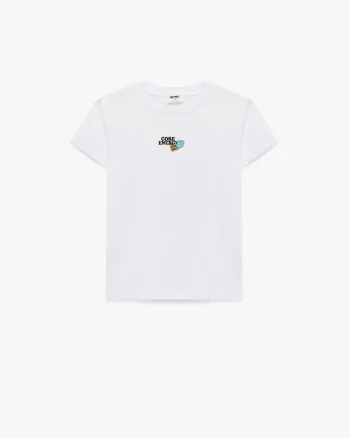 Tricou regular-fit cu imprimeu pe partea din spate, Alb/Negru/Albastru deschis/Galben mustar