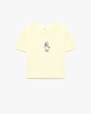Tricou din amestec de bumbac cu decolteu la baza gatului, Alb/Roz pastel/Galben pal