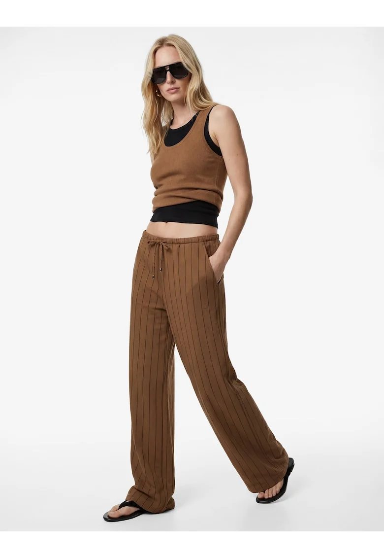 Pantaloni din amestec de modal cu dungi, Maro scortisoara