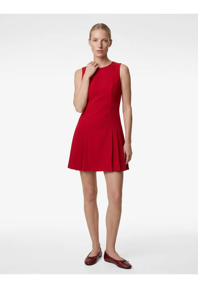 Rochie mini cu pliuri, Rosu vermillion