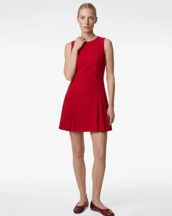 Rochie mini cu pliuri, Rosu vermillion