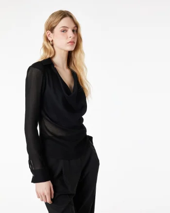 Bluza cu decolteu drapat, Gri antracit