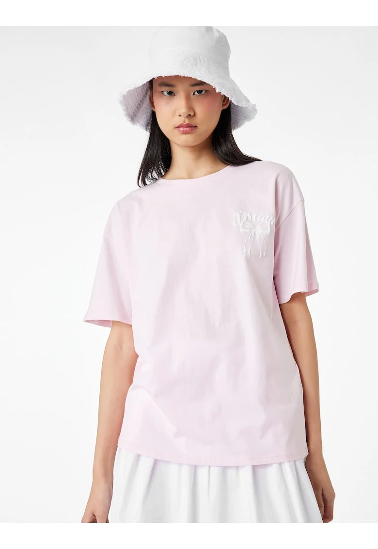 Tricou din bumbac cu imprimeu, Alb/Roz deschis