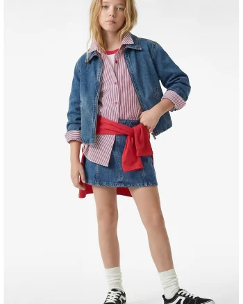 Fusta scurta din denim, Albastru melange