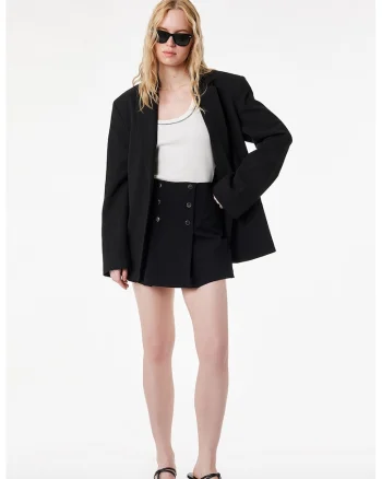Fusta-pantalon mini cu talie inalta, Negru