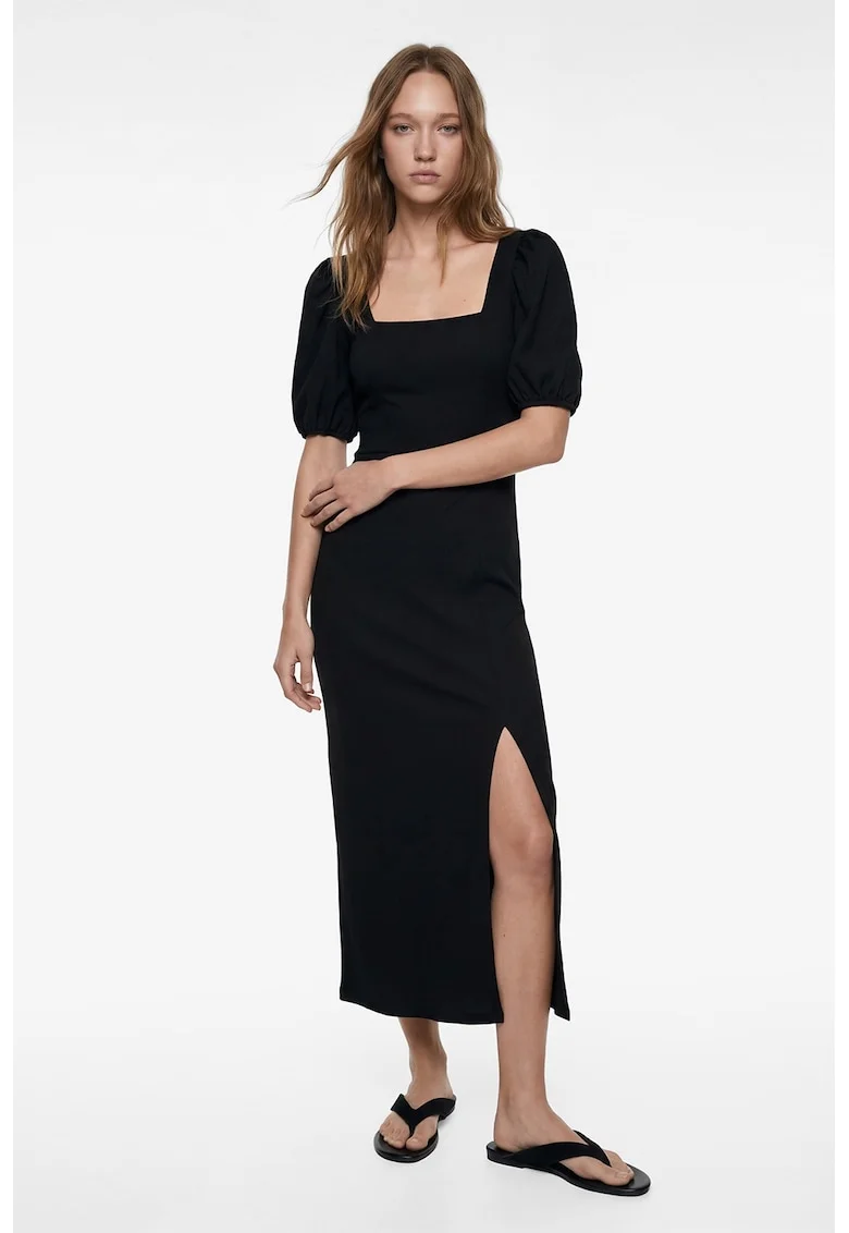 Rochie lunga cu slit, Negru