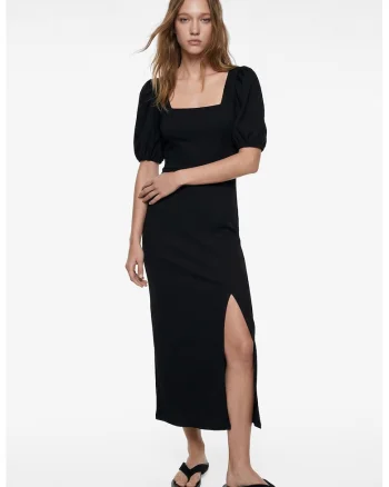 Rochie lunga cu slit, Negru
