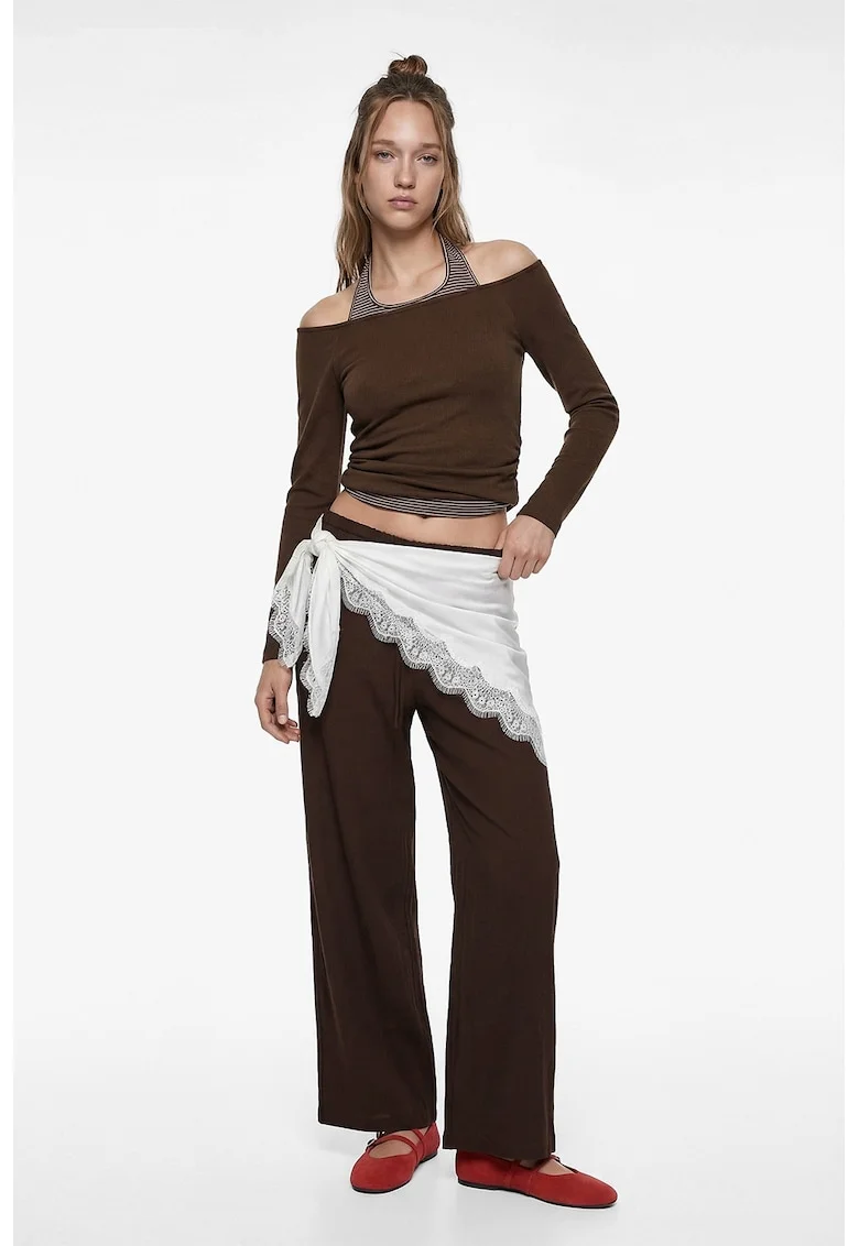 Pantaloni uni relaxed fit, Maro inchis