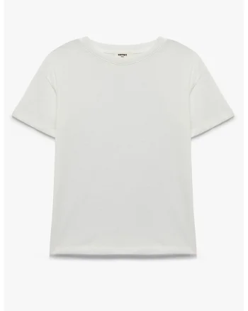 Tricou uni din amestec de bumbac, Alb murdar