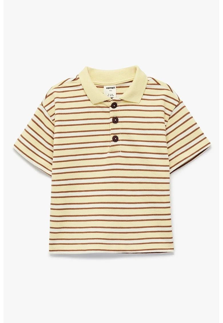 Tricou polo cu model in dungi, Maro nisip