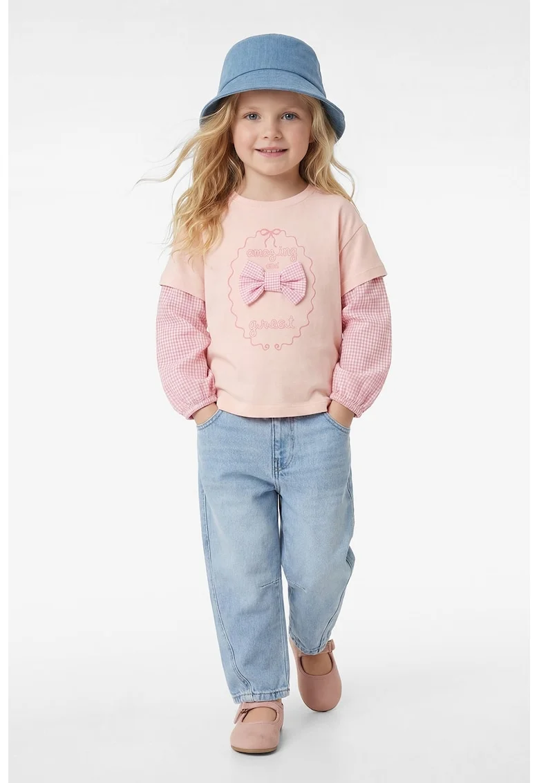 Tricou de bumbac cu funda, Roz pal