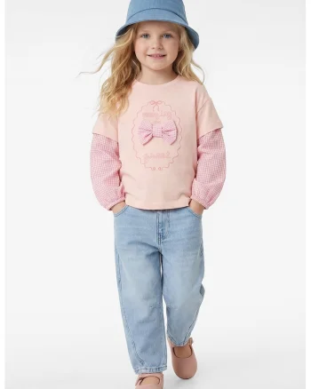 Tricou de bumbac cu funda, Roz pal