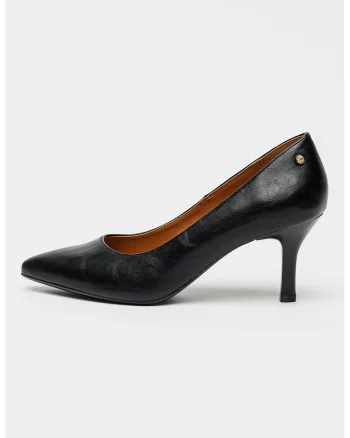 Pantofi din piele ecologica cu varf ascutit, Negru