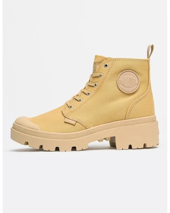Pantofi sport Base inalti canvas cu toc masiv, Maro camel