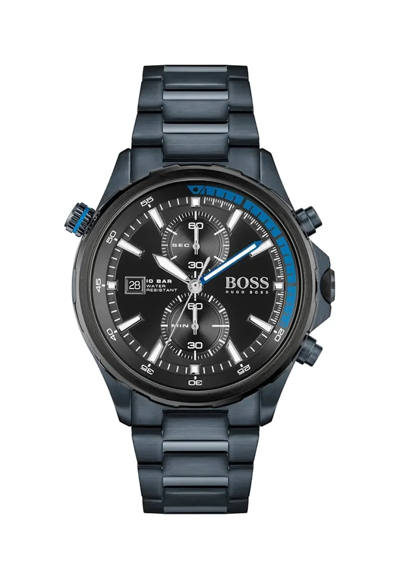 Ceas analog cronograf, Bleumarin inchis/Negru